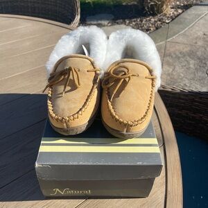 Bass Pro brand new Tan Moccasins with White Lining